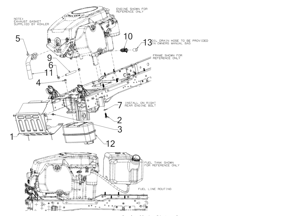 Engine Accessories Diagram and Parts List for (13AVA1CS010)(2017) Cub Cadet Lawn Tractor